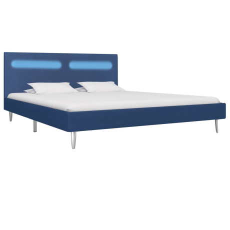 vidaXL Bedframe met LED stof blauw 160x200 cm afbeelding2 - 1