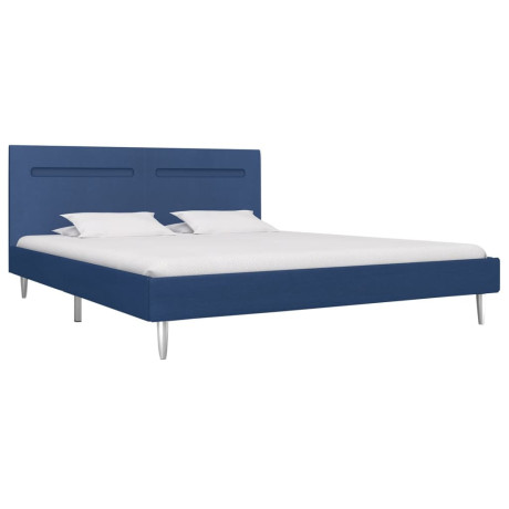 vidaXL Bedframe met LED stof blauw 180x200 cm afbeelding2 - 1