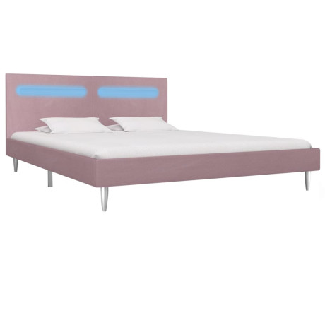 vidaXL Bedframe met LED stof roze 180x200 cm afbeelding2 - 1