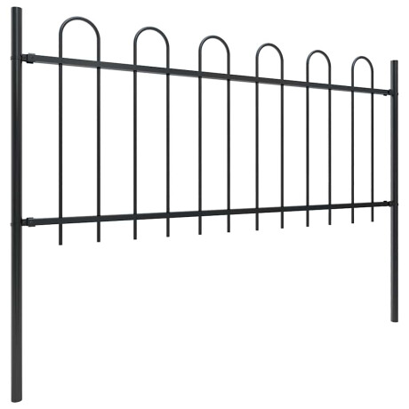 vidaXL Tuinhek met ringtop staal 181x80 cm zwart afbeelding2 - 1