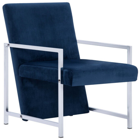 vidaXL Fauteuil met chromen poten fluweel blauw afbeelding2 - 1