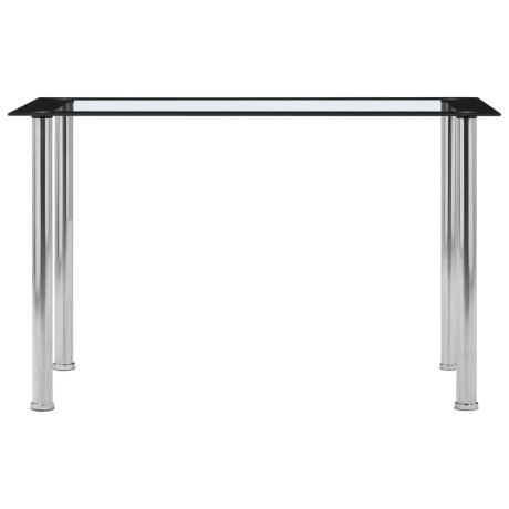 vidaXL Eettafel 120x60x75 cm gehard glas zwart en transparant afbeelding2 - 1