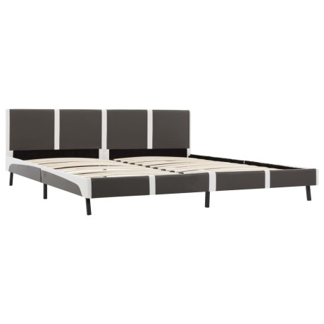 vidaXL Bedframe kunstleer grijs en wit 180x200 cm afbeelding2 - 1