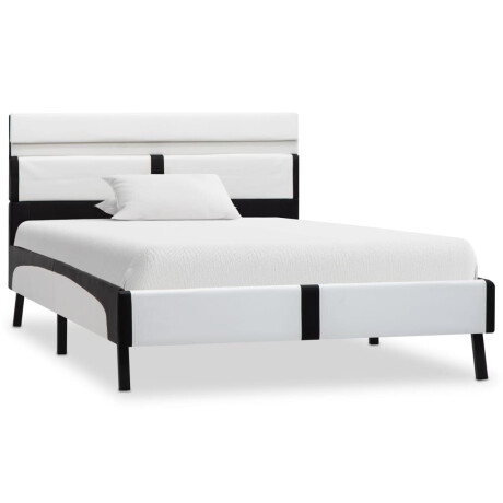 vidaXL Bedframe met LED kunstleer wit en zwart 90x200 cm afbeelding2 - 1