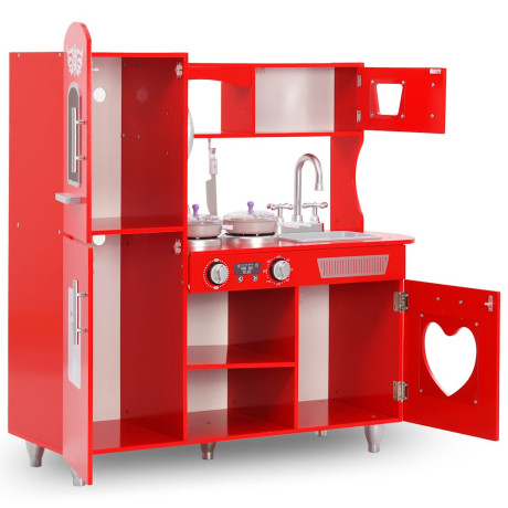 vidaXL Kinderspeelkeuken 84x31x89 cm MDF rood afbeelding2 - 1