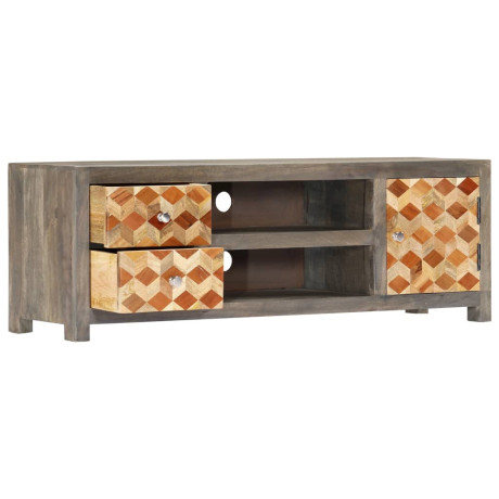 vidaXL Tv-meubel 120x30x40 cm massief mangohout grijs afbeelding2 - 1