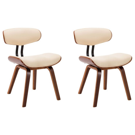 vidaXL Eetkamerstoelen 2 st gebogen hout en kunstleer crèmekleurig afbeelding2 - 1