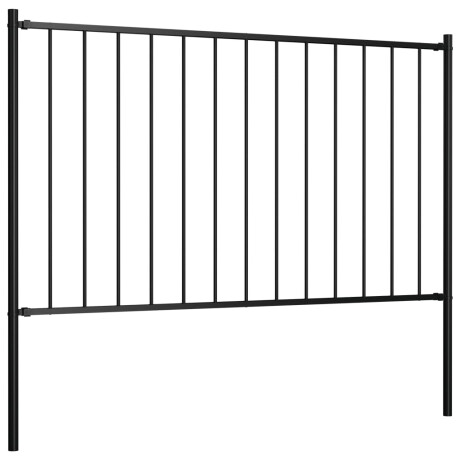 vidaXL Hekpaneel met palen 1,7x1 m gepoedercoat staal zwart afbeelding2 - 1