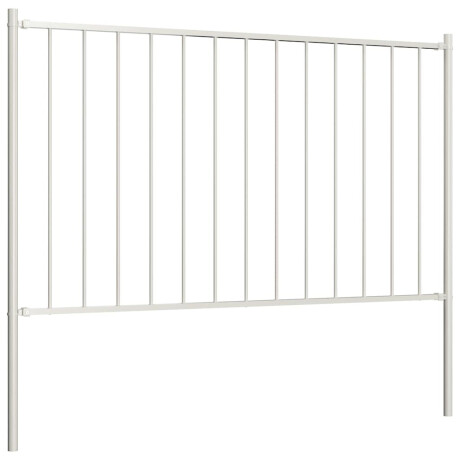 vidaXL Schuttingpaneel met palen gepoedercoat staal 1,81x0,75 m wit afbeelding2 - 1