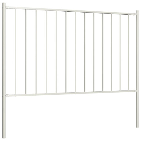 vidaXL Hekpaneel met palen 1,7x0,75 m gepoedercoat staal wit afbeelding2 - 1