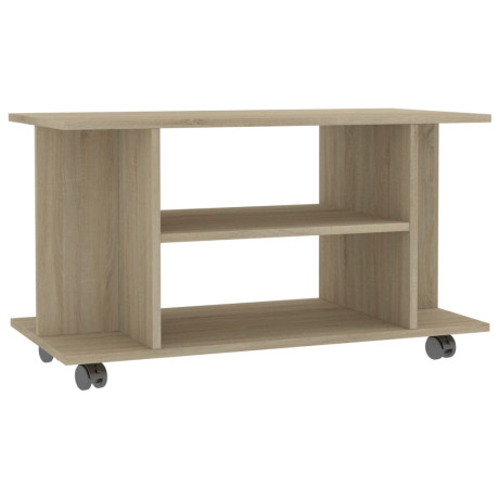 vidaXL Tv-meubel met wieltjes 80x40x45 cm bewerkt hout sonoma eiken afbeelding2 - 1