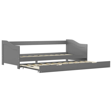 vidaXL Bedbank uittrekbaar grenenhout grijs 90x200 cm afbeelding2 - 1