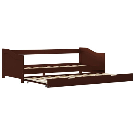 vidaXL Bedbank uittrekbaar grenenhout donkerbruin 90x200 cm afbeelding2 - 1