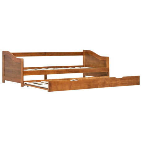 vidaXL Bedbank uittrekbaar grenenhout honingbruin 90x200 cm afbeelding2 - 1