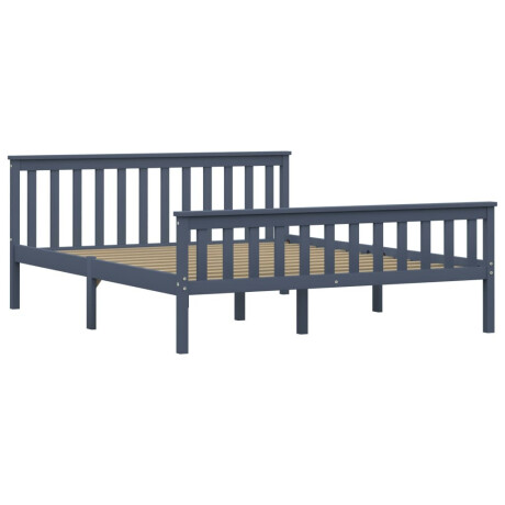 vidaXL Bedframe massief grenenhout grijs 160x200 cm afbeelding2 - 1