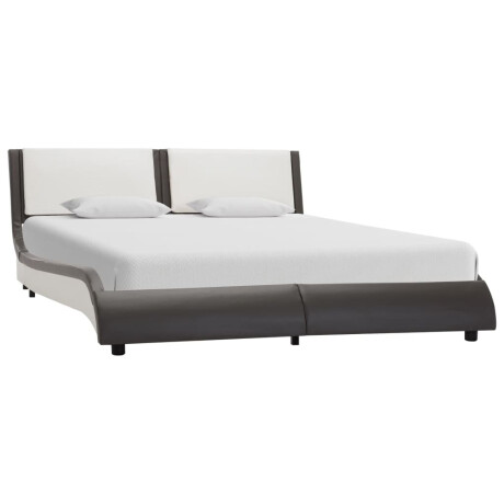 vidaXL Bedframe met LED kunstleer grijs en wit 120x190 cm afbeelding2 - 1