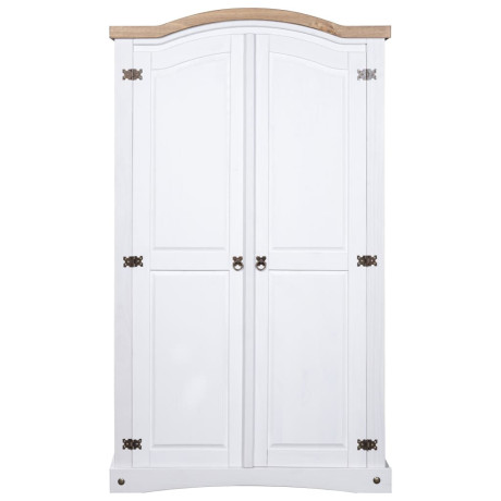 vidaXL Kledingkast met 2 deuren Mexicaans grenenhout Corona-stijl wit afbeelding2 - 1