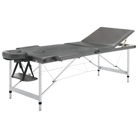 vidaXL Massagetafel met 3 zones 186x68 cm aluminium frame antraciet afbeelding2 - 1
