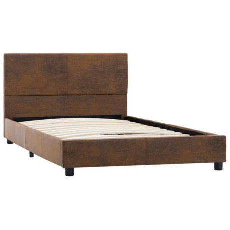 vidaXL Bedframe kunstsuède bruin 100x200 cm afbeelding2 - 1