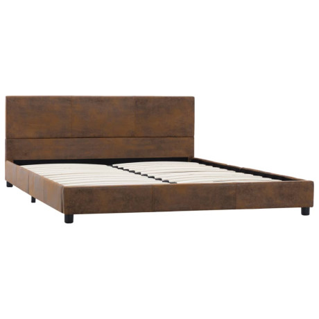 vidaXL Bedframe kunstsuède bruin 120x200 cm afbeelding2 - 1