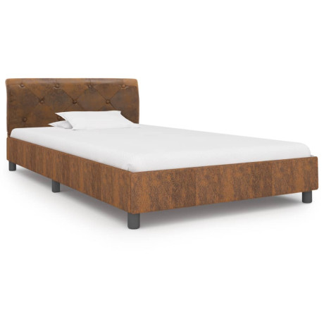 vidaXL Bedframe kunstsuède bruin 100x200 cm afbeelding2 - 1