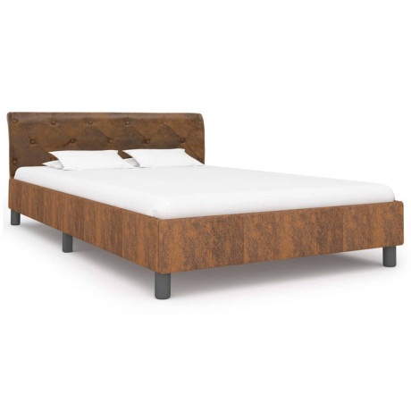 vidaXL Bedframe kunstsuède bruin 120x200 cm afbeelding2 - 1