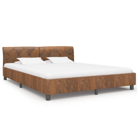 vidaXL Bedframe kunstsuède bruin 160x200 cm afbeelding2 - 1