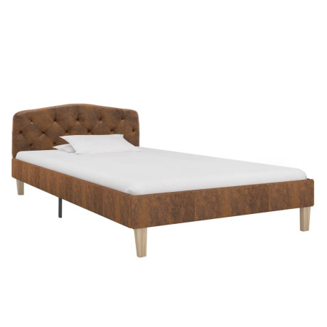 vidaXL Bedframe kunstsuède bruin 90x200 cm afbeelding2 - 1