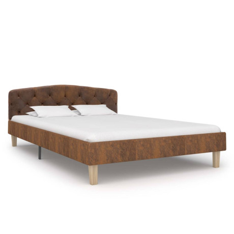 vidaXL Bedframe kunstsuède bruin 120x200 cm afbeelding2 - 1