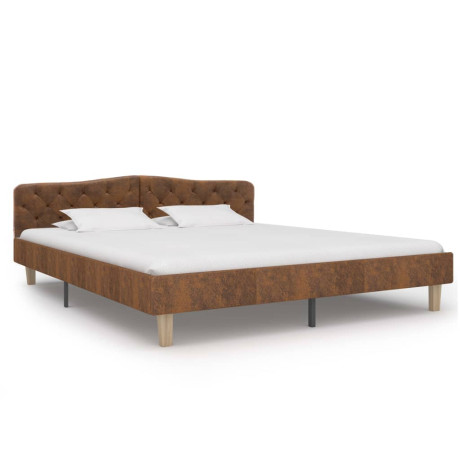 vidaXL Bedframe kunstsuède bruin 180x200 cm afbeelding2 - 1