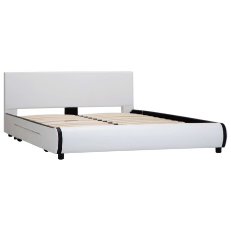 vidaXL Bedframe met lades kunstleer wit 140x200 cm afbeelding2 - 1