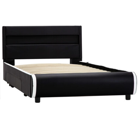 vidaXL Bedframe met LED kunstleer zwart 90x200 cm afbeelding2 - 1
