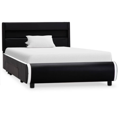vidaXL Bedframe met LED kunstleer zwart 100x200 cm afbeelding2 - 1