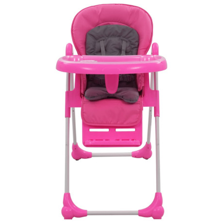 vidaXL Kinderstoel hoog roze en grijs afbeelding2 - 1