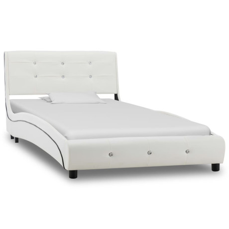 vidaXL Bed met matras kunstleer wit 90x200 cm afbeelding2 - 1