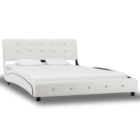 vidaXL Bed met matras kunstleer wit 120x200 cm afbeelding2 - 1