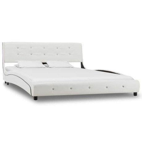 vidaXL Bed met matras kunstleer wit 140x200 cm afbeelding2 - 1
