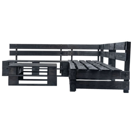 vidaXL 4-delige Loungeset pallet hout zwart afbeelding2 - 1