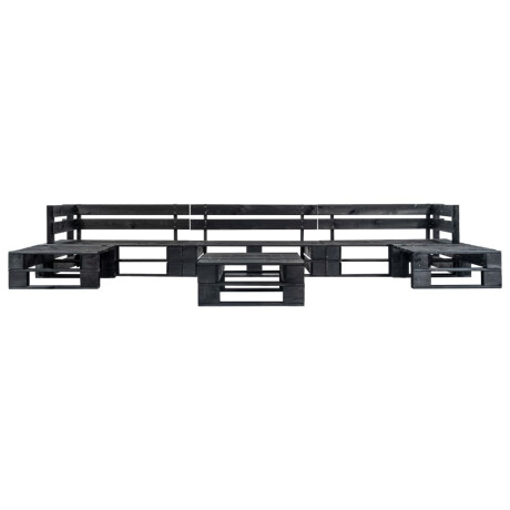 vidaXL 6-delige Loungeset pallet hout zwart afbeelding2 - 1