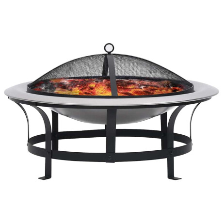 vidaXL Tuinvuurplaats met grill 76 cm roestvrij staal afbeelding2 - 1