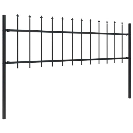 vidaXL Tuinhek met speerpunt staal 714,5x60 cm zwart afbeelding2 - 1
