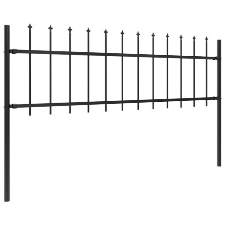 vidaXL Tuinhek met speerpunt staal 892,5x60 cm zwart afbeelding2 - 1