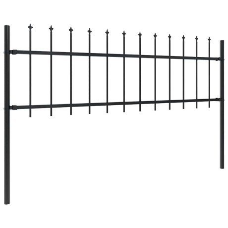 vidaXL Tuinhek met speerpunt staal 1248x60 cm zwart afbeelding2 - 1