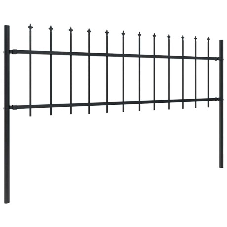 vidaXL Tuinhek met speerpunt staal 1603,5x60 cm zwart afbeelding2 - 1