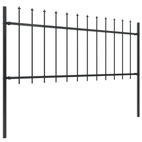 vidaXL Tuinhek met speerpunt staal 892,5x80 cm zwart afbeelding2 - 1