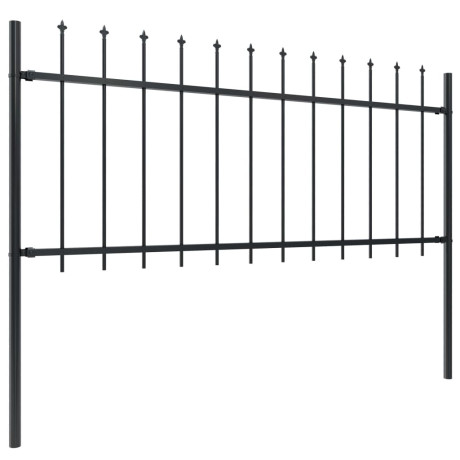 vidaXL Tuinhek met speerpunt staal 1603,5x80 cm zwart afbeelding2 - 1