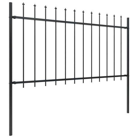 vidaXL Tuinhek met speerpunt staal 359x100 cm zwart afbeelding2 - 1