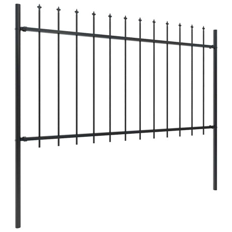 vidaXL Tuinhek met speerpunt staal 714,5x100 cm zwart afbeelding2 - 1