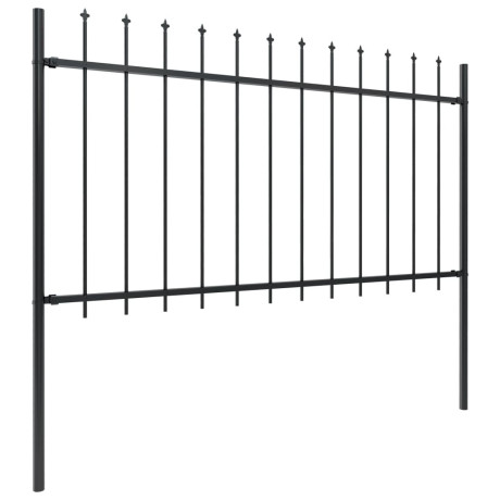 vidaXL Tuinhek met speerpunt staal 892,5x100 cm zwart afbeelding2 - 1