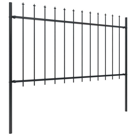 vidaXL Tuinhek met speerpunt staal 1603,5x100 cm zwart afbeelding2 - 1